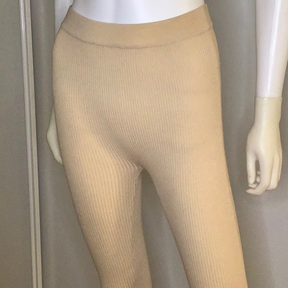 Ribbed Cream Leggings